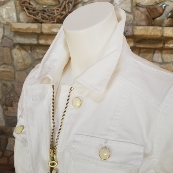 Tommy Hilfiger Jean Jacket Size Small White Gold - Picture 4 of 11